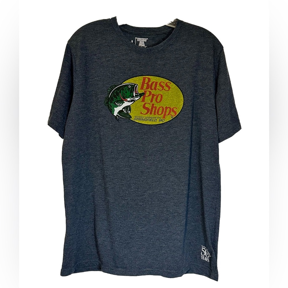 Bass Pro Shops 50th Anniversary Springfield, MO T-Shirt Fishing Men’s‎ Gray L